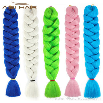 Aisi Hair High Quality 82 Inch 165g Braid Hair Low Temperature Flame Retardant Fiber Braiding Hair Extension For Black Women